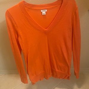 J.Crew Orange V-Neck Pullover Sweater
